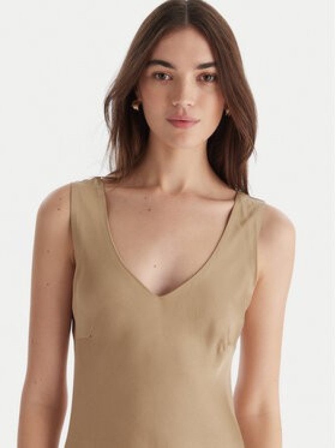 ViCOLO Sukienka koktajlowa TF0247 Beżowy Regular Fit