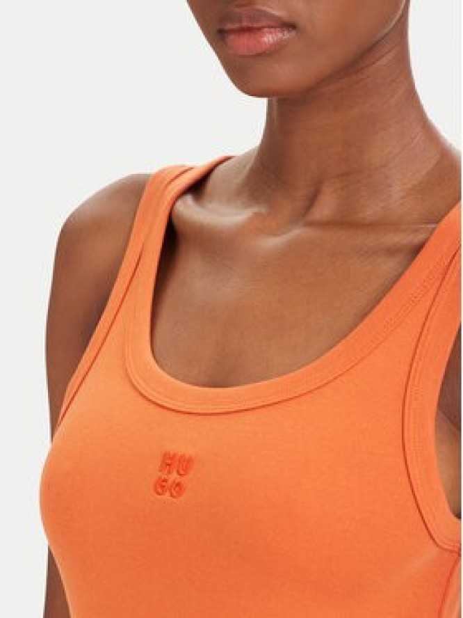 HUGO Top Datamia 50514489 Pomarańczowy Slim Fit
