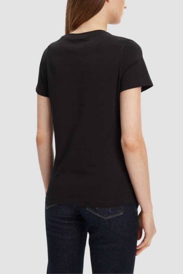 GUESS Czarny damski t-shirt Pearls Love, Rozmiar XL