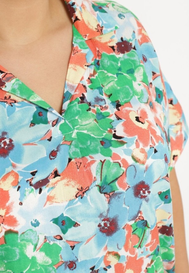 Zielona Koszula Wiskozowa w Kwiatowy Wzór Edionoria