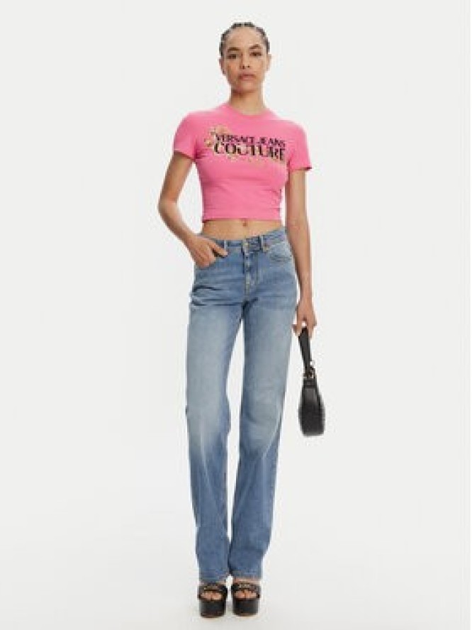 Versace Jeans Couture T-Shirt 78HAHC05 Różowy Slim Fit
