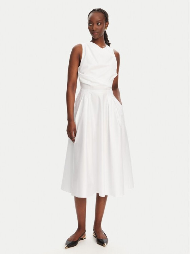 Elisabetta Franchi Sukienka koktajlowa ABT5252E2 100 Biały Regular Fit