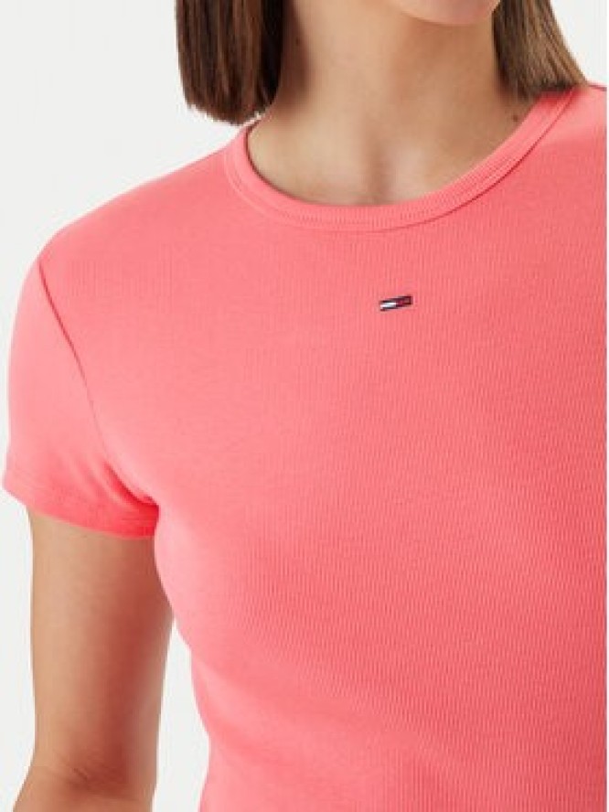 Tommy Jeans T-Shirt DW0DW17383 Różowy Slim Fit
