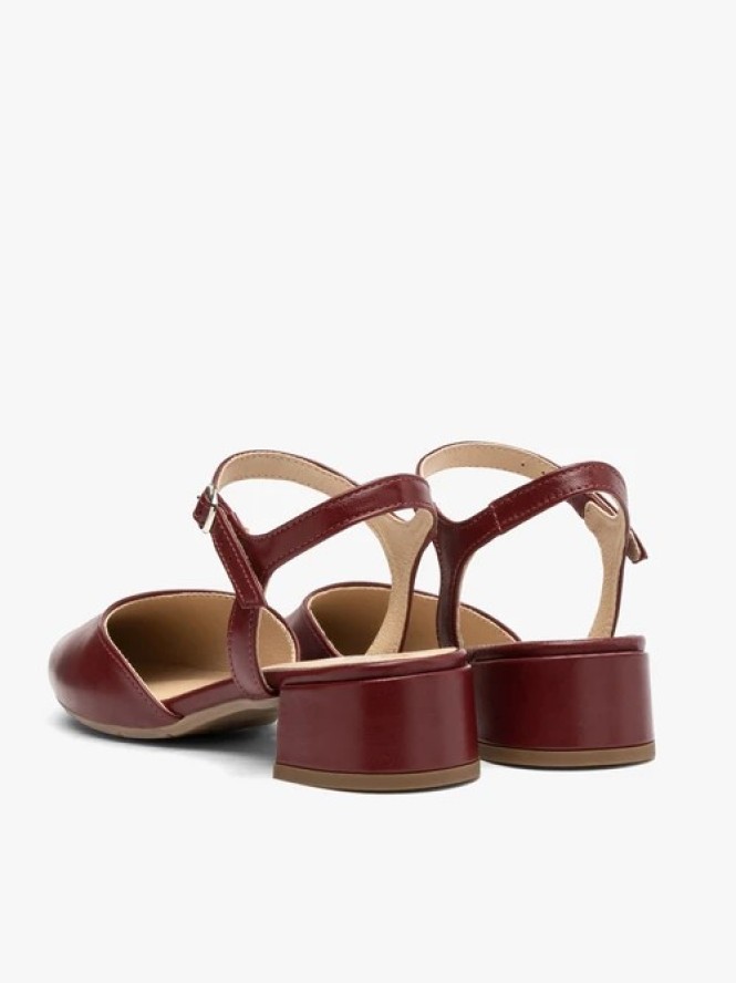 Bordowe czółenka damskie slingback bez pięty