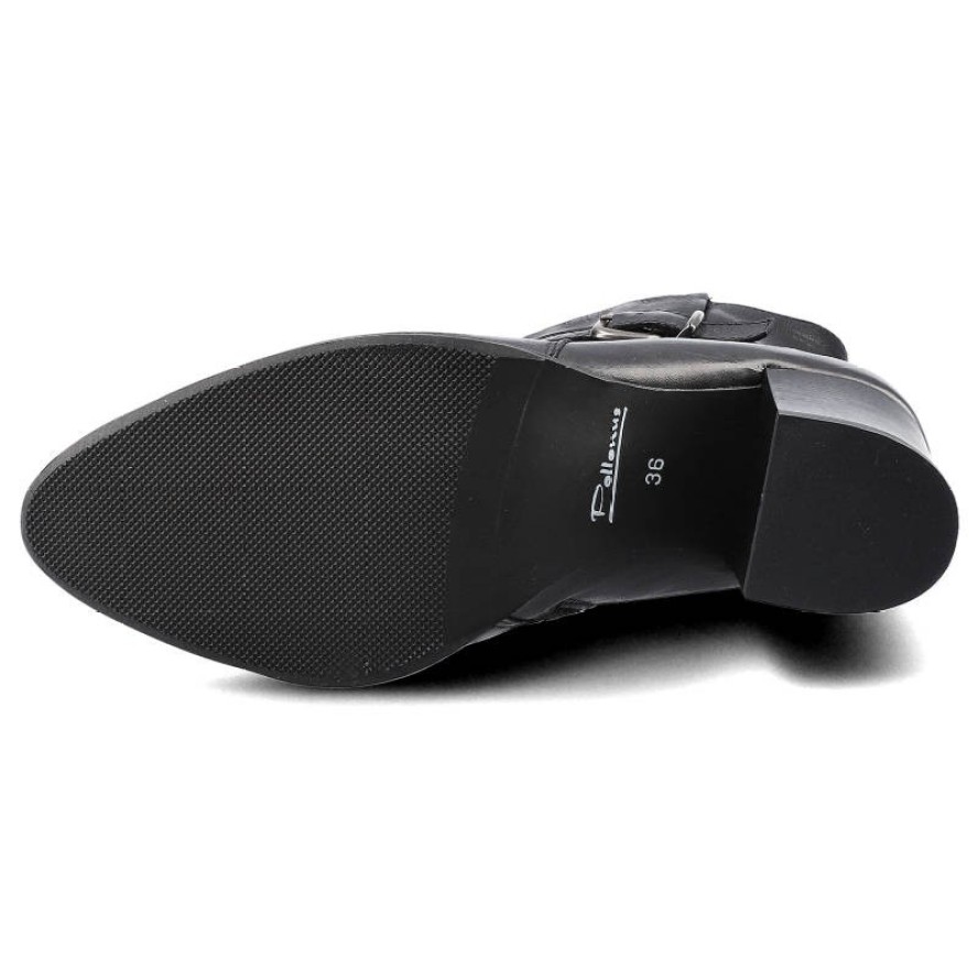 Czarne Botki Pollonus Damskie Skórzane Obuwie