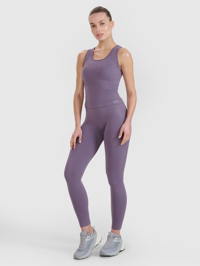 4F Top treningowy slim bezszwowy damski 4F x Anna Lewandowska - fioletowy L/XL