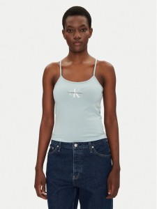 Calvin Klein Jeans Top Monologo J20J223105 Niebieski Slim Fit