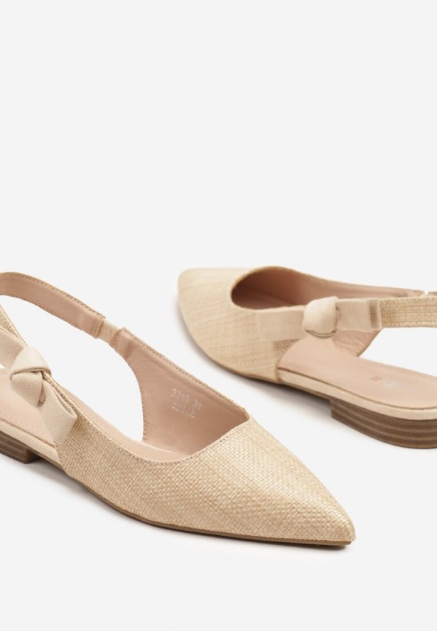 Jasnobeżowe Sandały Slingback z Tweedowymi Zdobieniami Calritis