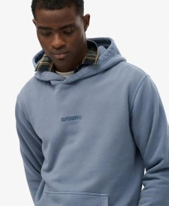 superdry Micro Logo Hoodie – bluza z kapturem z haftem – Flint Stone Blue Grey