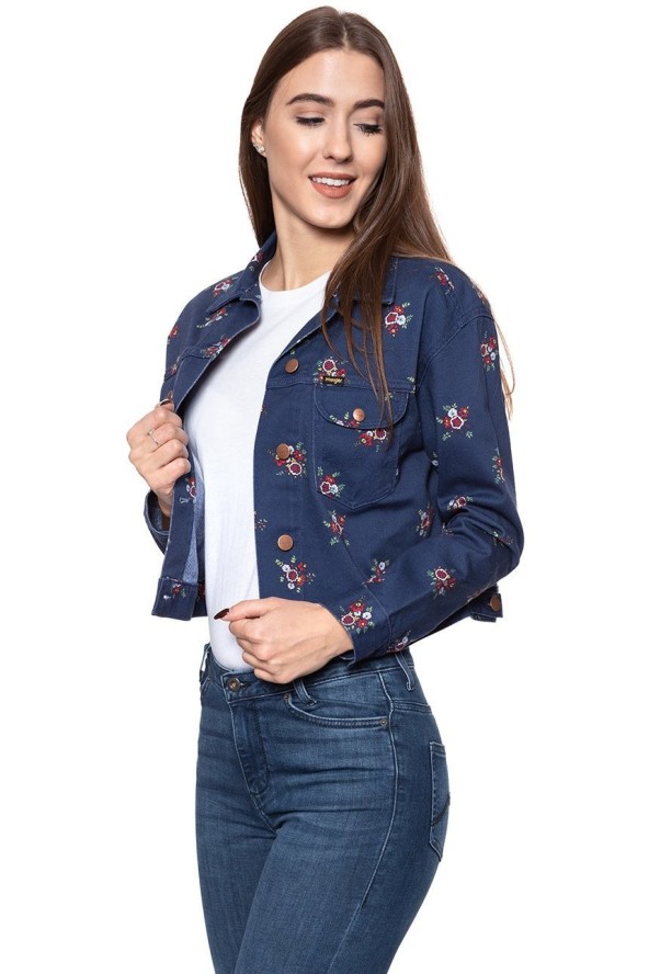 DAMSKA KURTKA JEANSOWA WRANGLER RETRO CROP JACKET BLUE DEPTHS W417WSXJY 112128796