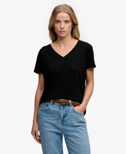 superdry Studios Slub haftowany T‑shirt – Relaxed fit – Black