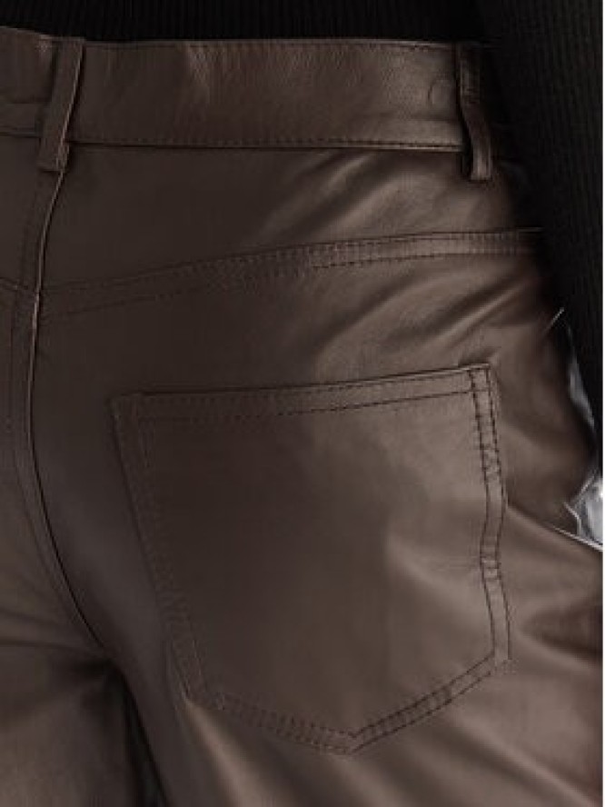 ViCOLO Spodnie skórzane TF0318 Brązowy Regular Fit
