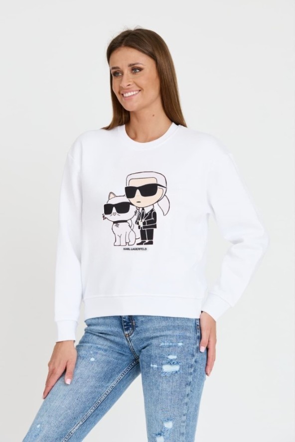 KARL LAGERFELD Biała bluza damska Ikonik 2.0, Rozmiar XS