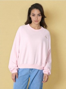 Bluza crewneck z haftem - różowy