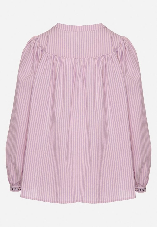 Różowa Bawełniana Koszula Ozdobiona Haftem Velretia
