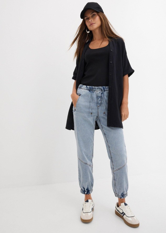 Dżinsy jogger mid waist, ze stretchem