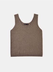 Sweter na ramiączkach basic - brązowy