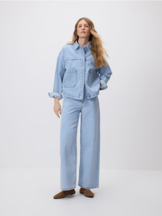 Jeansy wide leg comfort - niebieski