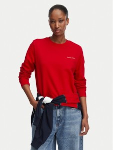 Tommy Jeans Bluza Ess Logo DW0DW22829 Czerwony ciemny Regular Fit