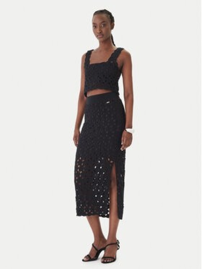 Fracomina Spódnica midi FR26SG4008K488R6 Czarny Slim Fit
