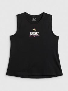 4F Top regular z nadrukiem damski - czarny XL