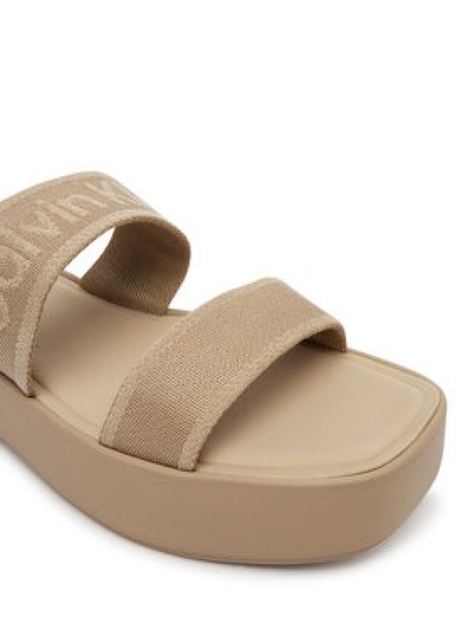 Calvin Klein Klapki Flatform Sndl Webbing HW0HW02878 Beżowy