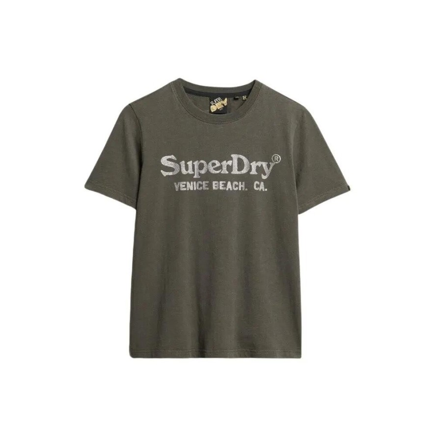Metalikowa koszulka casual dla kobiet Superdry Venue