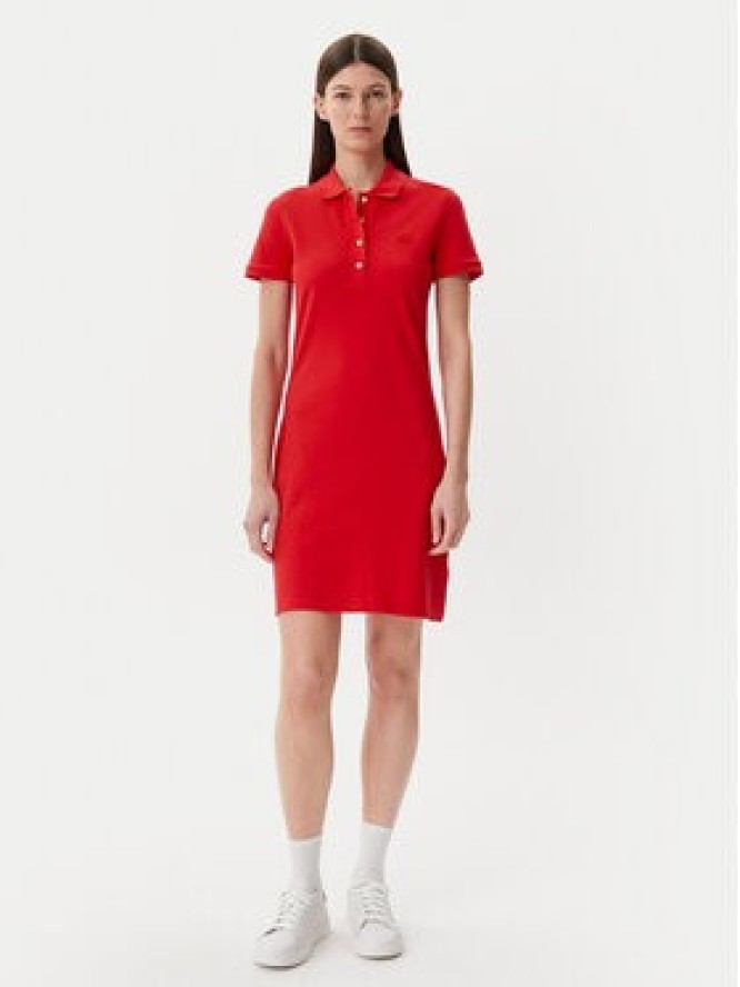 Lacoste Sukienka codzienna EF5473 Czerwony Slim Fit