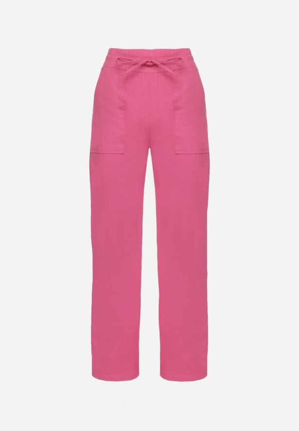 Fuksjowe Spodnie z Bawełny Ozdobione Wiązaniem Davione