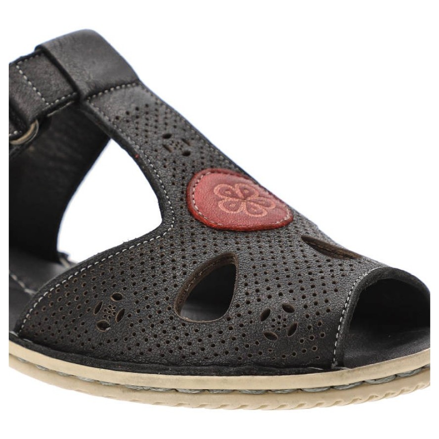 Czarne Sandały Lanqier Wygodne Skórzane Buty