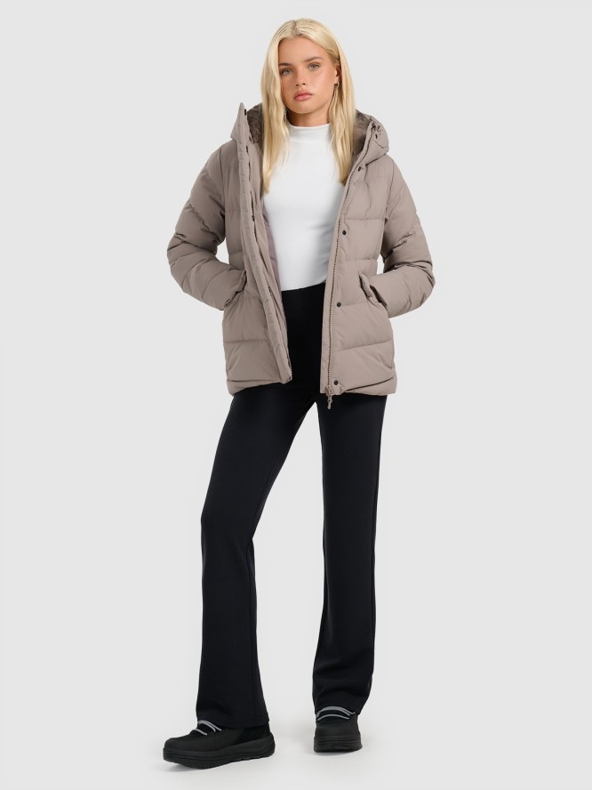 4F Kurtka puchowa z wypełnieniem naturalnym damska - beżowa XS