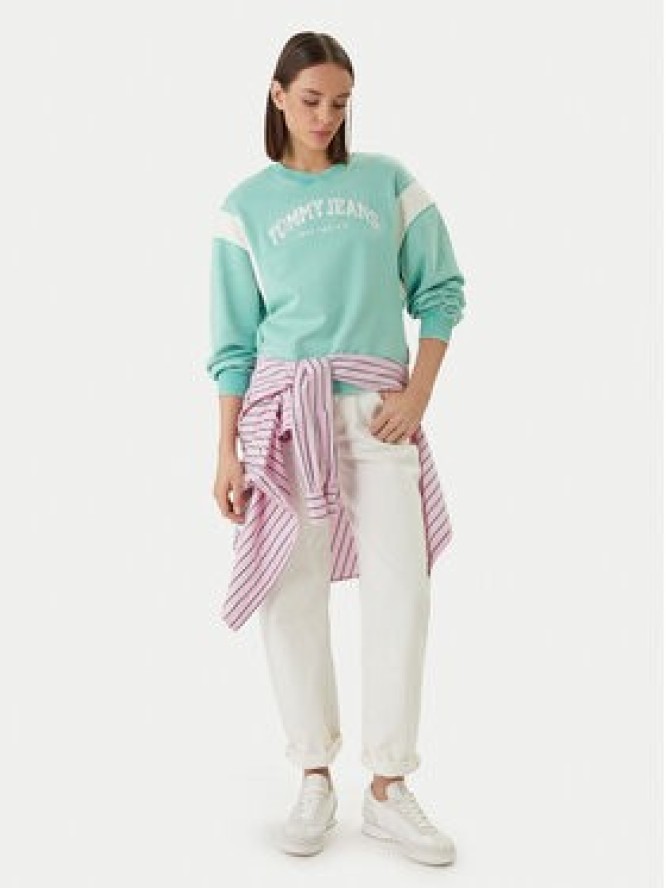 Tommy Jeans Bluza Varsity Crew DW0DW22365 Zielony Regular Fit