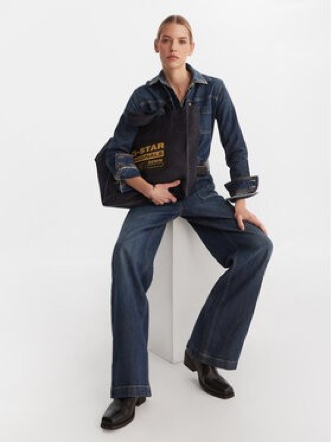 Guess Jeans Kombinezon W5BD97 D0026 Granatowy Wide Leg