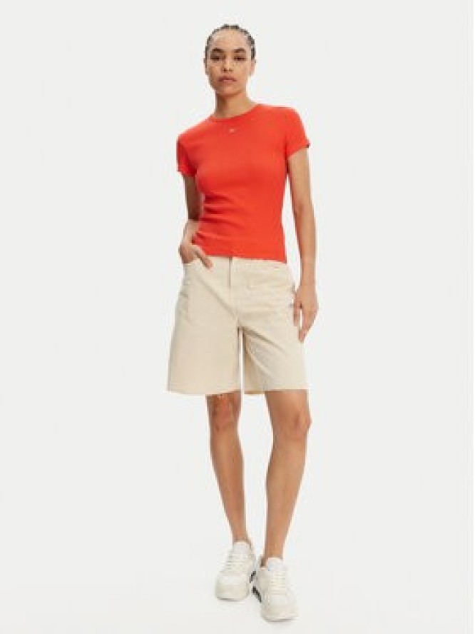 Tommy Jeans T-Shirt Essential DW0DW17383 Pomarańczowy Slim Fit