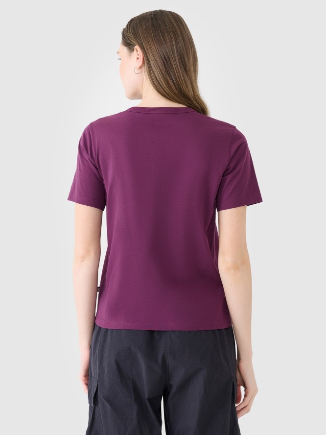 4F T-shirt regular gładki damski - fioletowy XS
