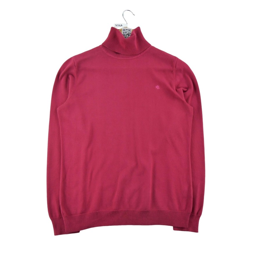Second life - Lauren Ralph Lauren sweter damski z golfem czerwony - Jak nowy