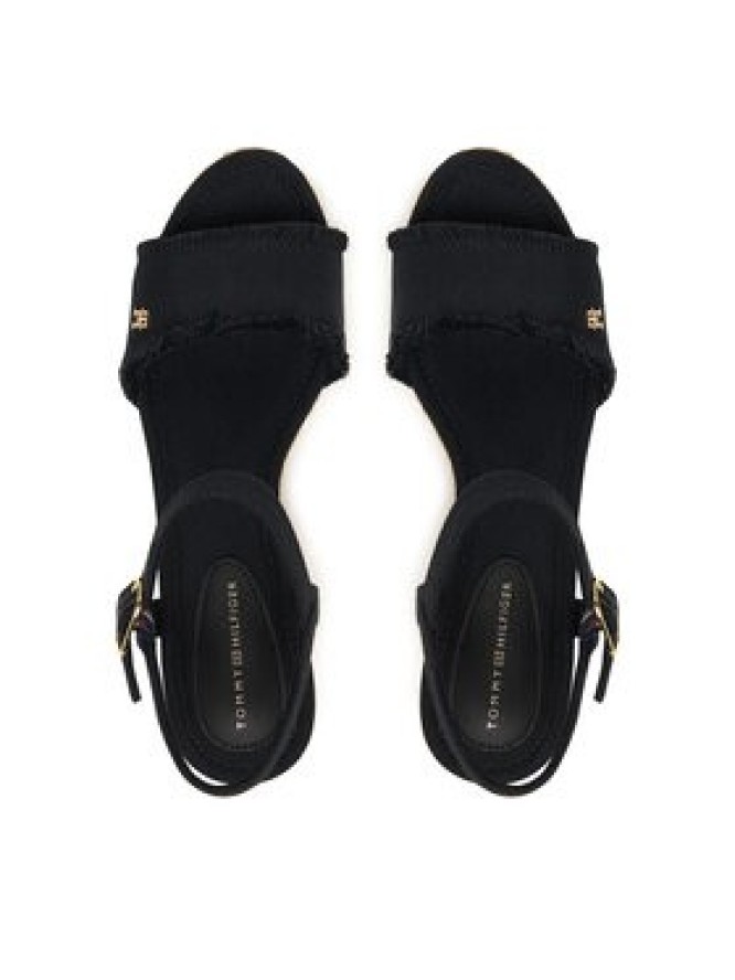 Tommy Hilfiger Sandały Mid Woven Wedge Espad Fringe FW0FW09470 Czarny