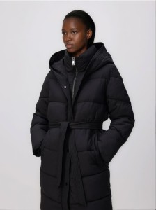Pikowana kurtka z kapturem - czarny