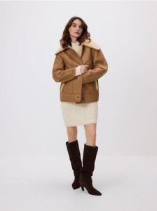 Kurtka z kożuchem - brązowy