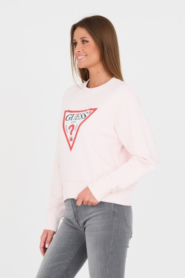 GUESS Różowa damska bluza Original Fleece, Rozmiar S