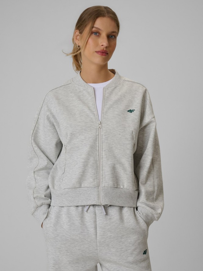 4F Bluza dresowa loose bez kaptura damska - szara XS