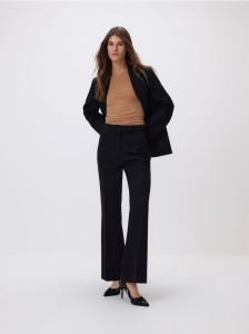 Spodnie flare z metaliczną nitką - czarny