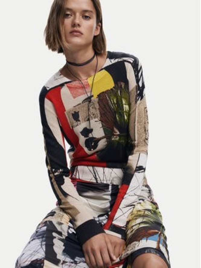 Desigual Sweter Collagelacro 25SWJF27 Kolorowy Regular Fit