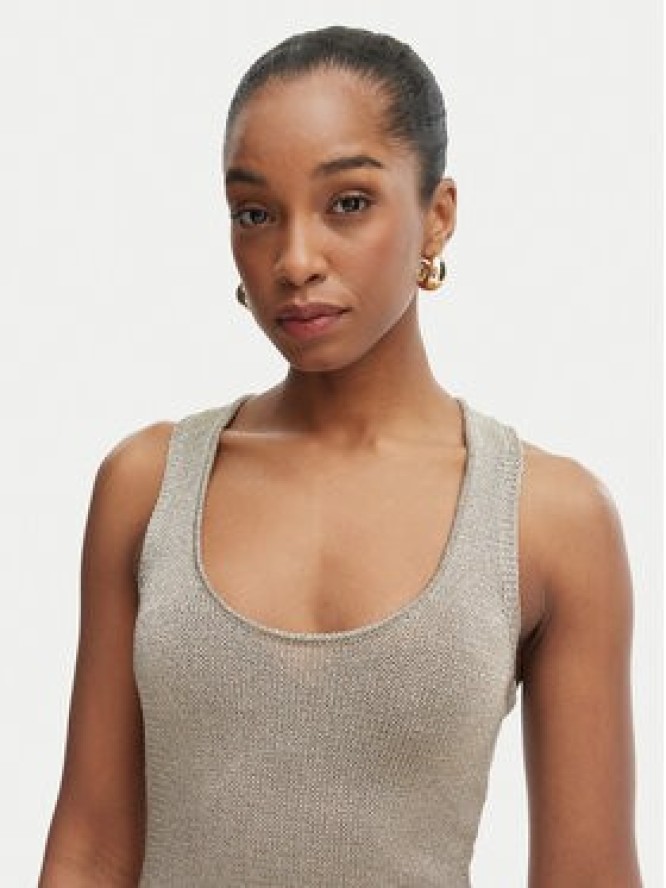 Simona Corsellini Sukienka letnia P26CPABO0301 Beżowy jasny Slim Fit