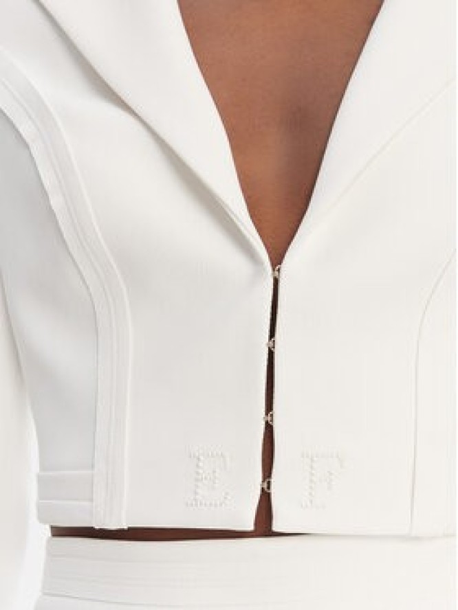 Elisabetta Franchi Marynarka GI-222-61E2-V420 Biały Regular Fit