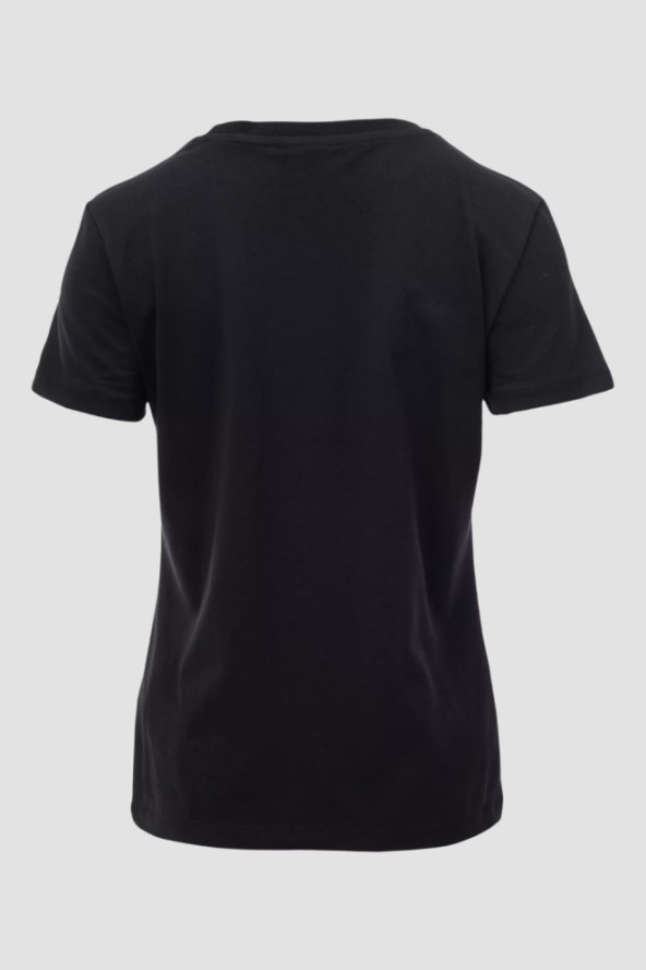 GUESS Czarny damski t-shirt na krótki rękaw z cyrkoniami Romy, Rozmiar S