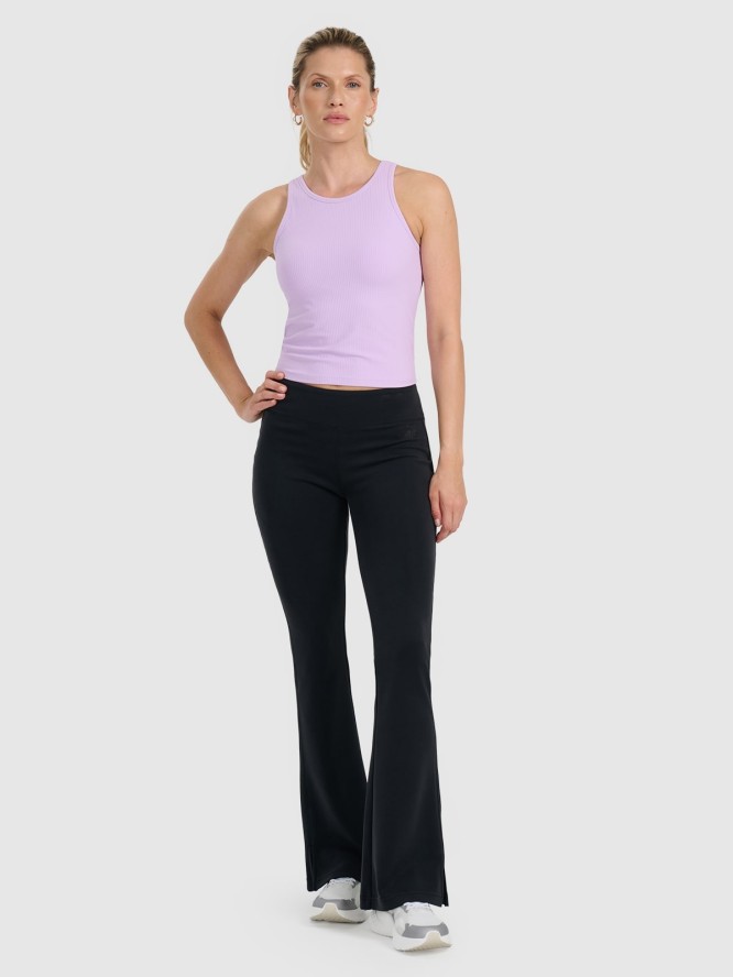 4F Top slim z prążkowanej dzianiny damski - fioletowy M