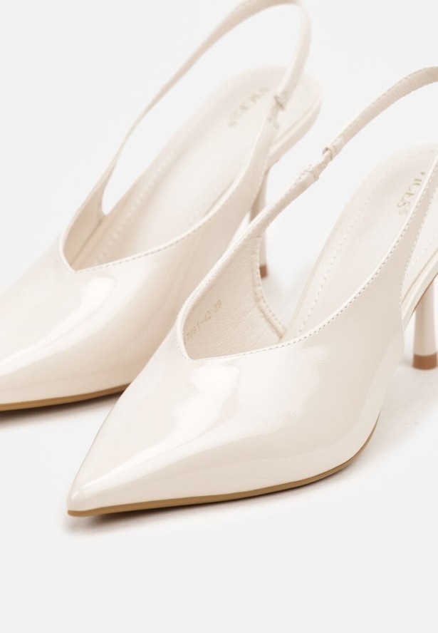 Beżowe Czółenka Sandały Slingback Vices na Obcasie Typu Szpilka Tilionea