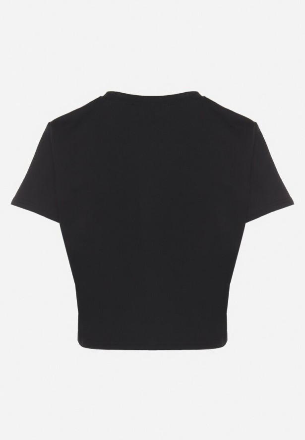 Czarny T-shirt z Bawełny o Krótkim Kroju Galarina