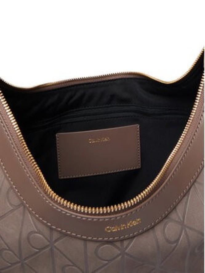 Calvin Klein Torebka Emblem Aop Sueded M Shoulder Bag LV04F3881G Beżowy